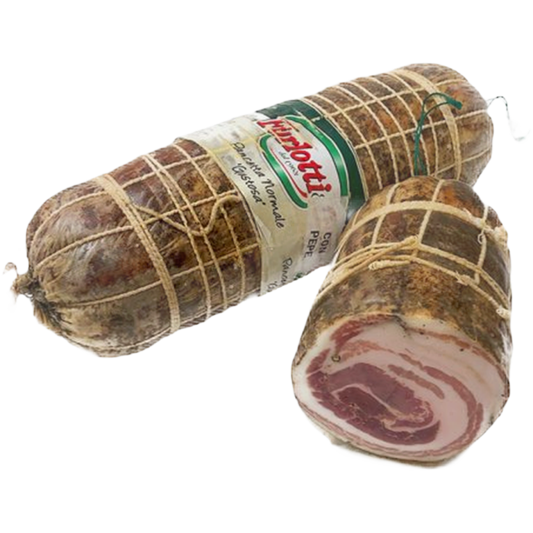Pancetta arrotolata al pepe nero affettato 200 gr – Boczek zawijany, rolada w czarnym pieprzu w plasterkach 200 g