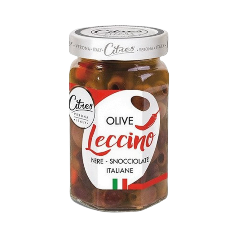 Olive leccino snocciolate con peperoncino 290 gr – Oliwki czarne leccino z ostrą papryczką 290 g