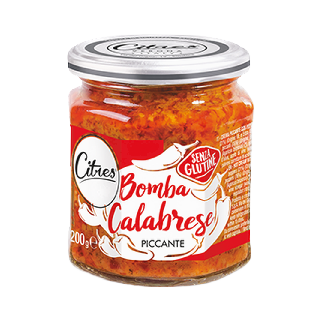 Bomba Calabrese 200 gr – Pikantny krem z papryki z papryczką peperoncino 200 g bez tła