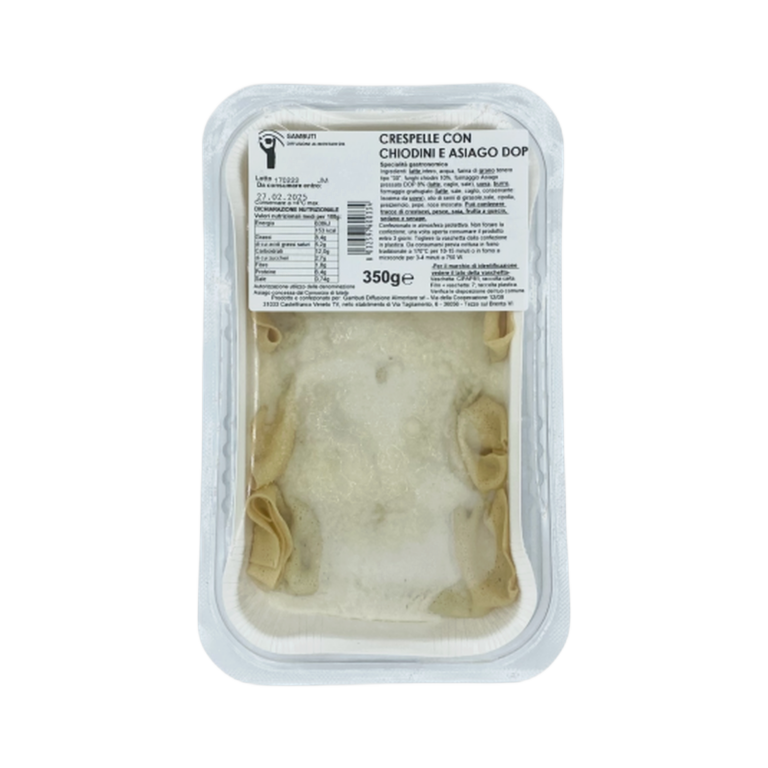 Gambuti Crespelle chiodini asiago 350 gr – Naleśniki z farszem z opieniek i sera Asiago w sosie beszamelowym 350 g