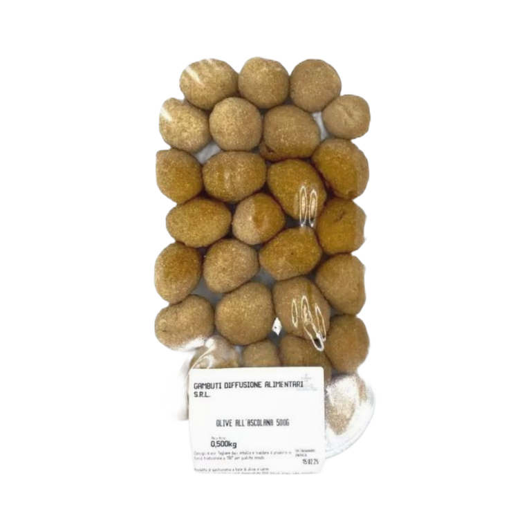 Gambuti Olive Ascolane 500 g – Zielone oliwki z mięsnym farszem w chrupiącej panierce 500 g