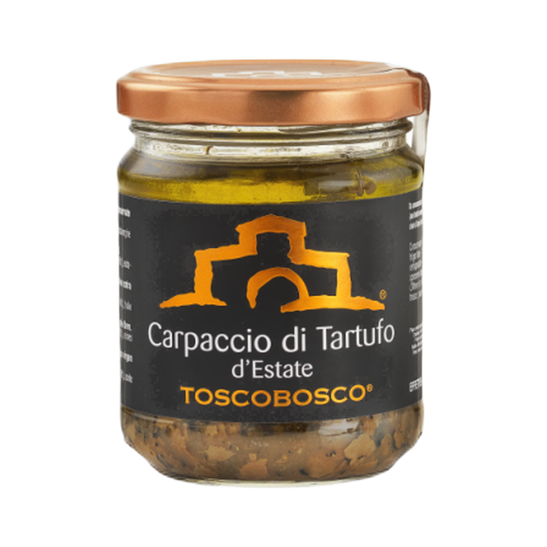 Carpaccio di Tartufo nero reg. Toscana – Plasterki czarnej trufli z regionu Toskania, słoiczek 90 gr bez tła