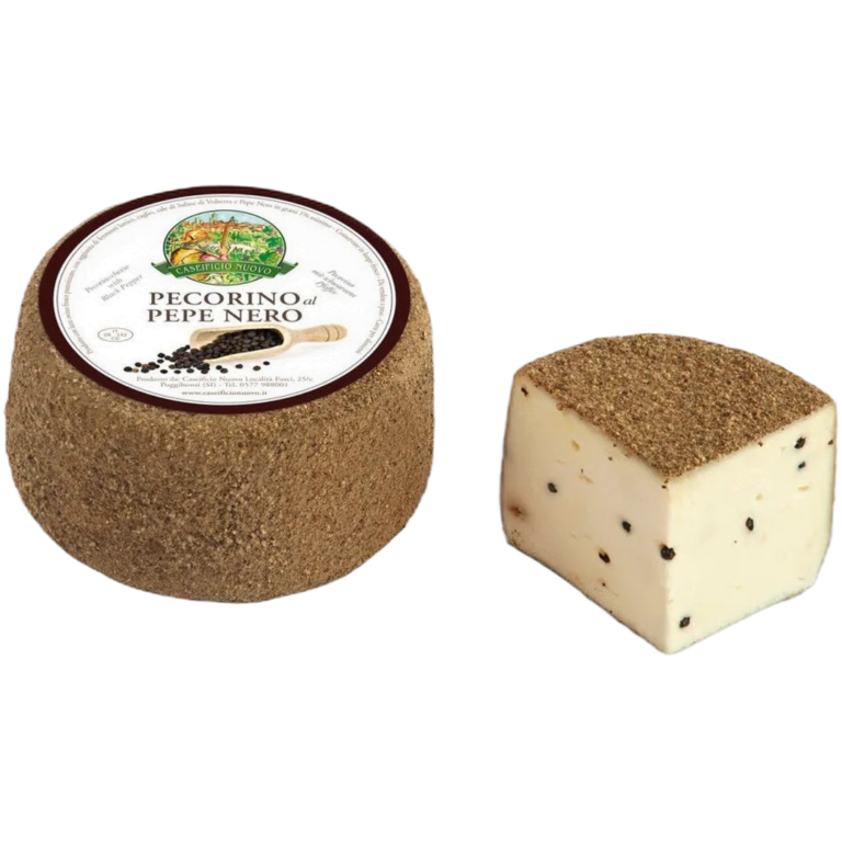 Pecorino fresco con pepe stag. 2 mesi reg. Toscana – Krótkodojrzewający ser z mleka owczego z pieprzem z regionu Toskania