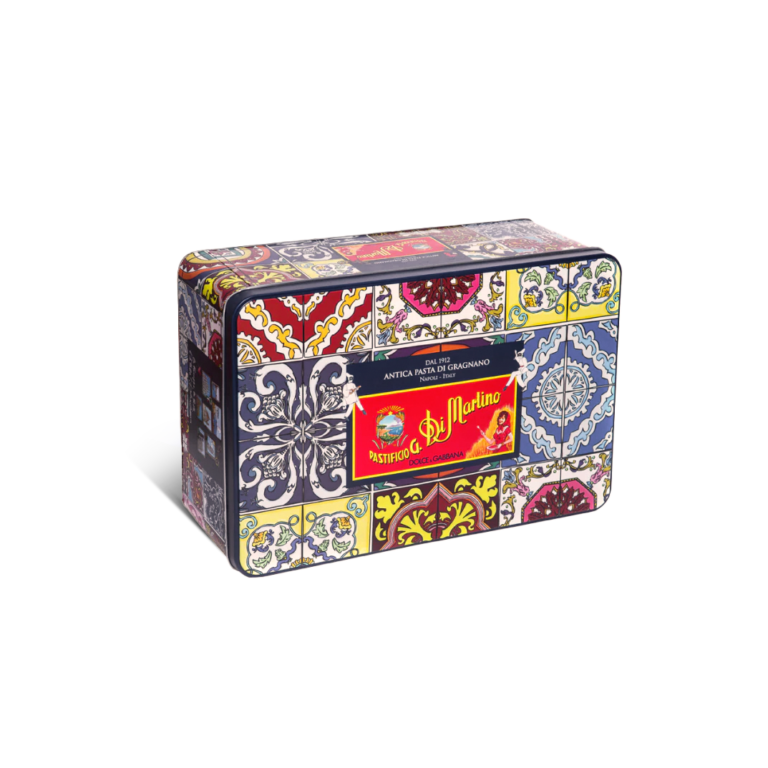 Dolce & Gabbana The Original – kolekcjonerska puszka z makaronami Pasta di Gragnano IGP 5 × 500 g + fartuszek D&G